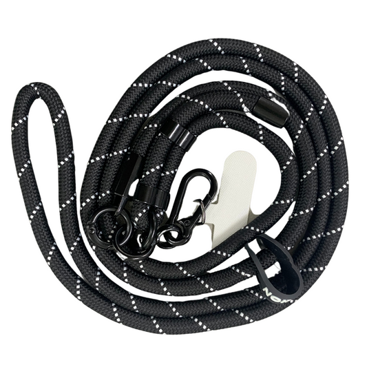Adjustable Sturdy Rope Crossbody Phone Lanyard Black White