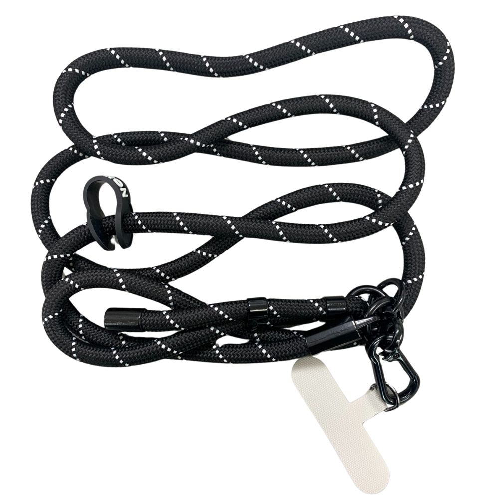 Adjustable Sturdy Rope Crossbody Phone Lanyard Black White