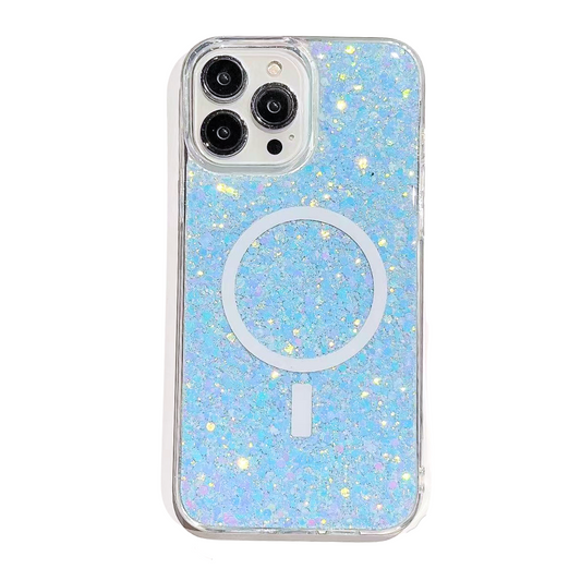 Nebula iPhone 16 Magic Glitter Case White Blue