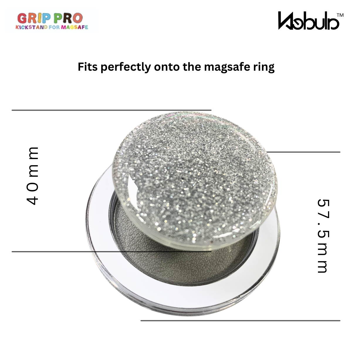 Nebula GripPro Magnetic Phone Grip Glitter Silver
