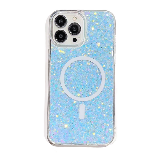 Nebula Magic Glitter Magsafe White Blue - iPhone