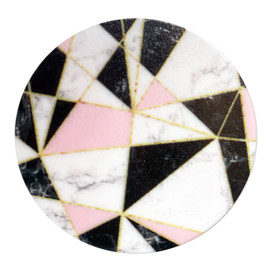 Phone Grip Black Pink White Symmetrical Marble