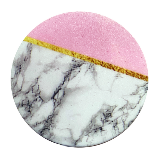 Phone Grip White Marble and Half Pink